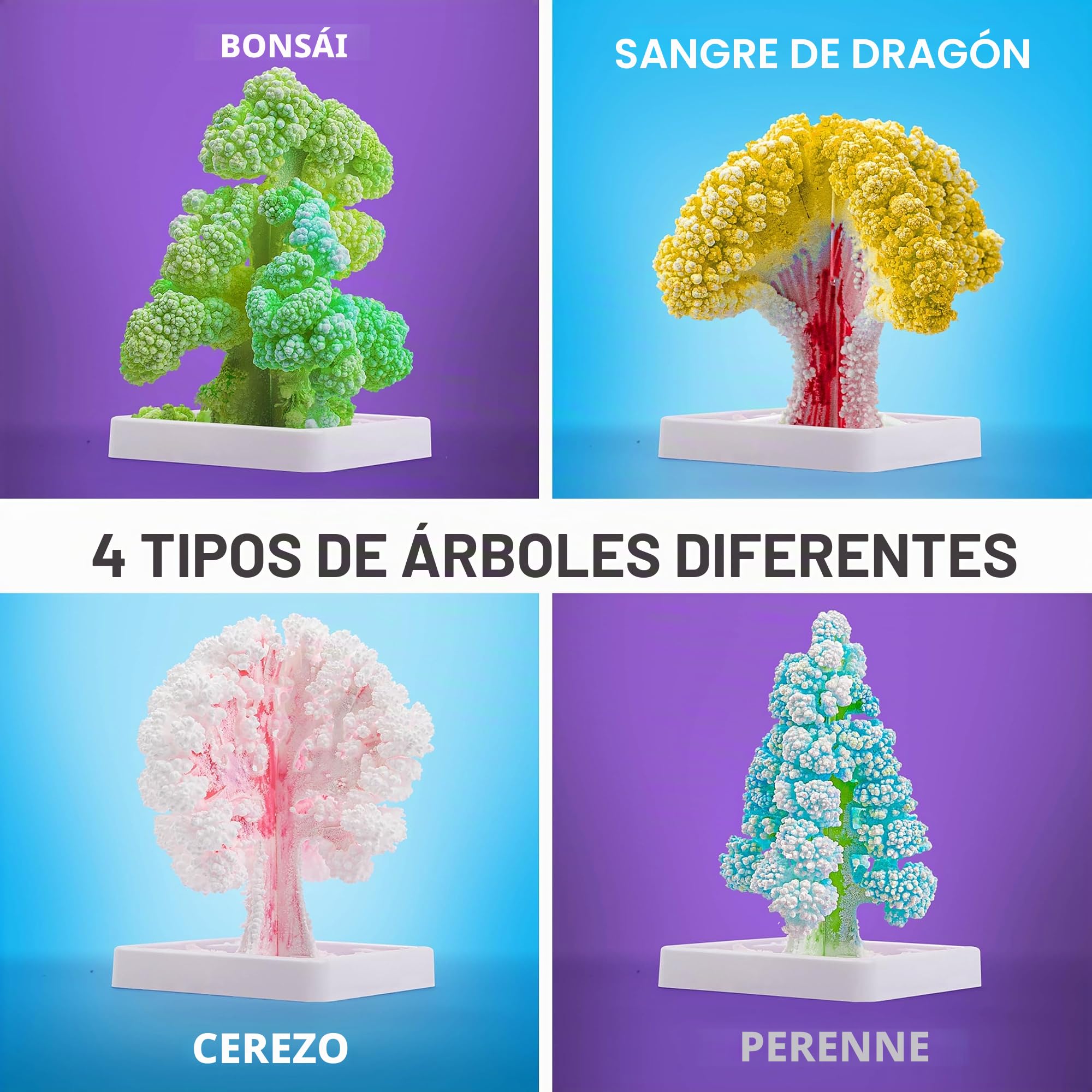 National Geographic Kit de Manualidades para Niños: Kit de Cultivo de Cristales con Suministros de Arte, Geoda y Guía CTIM - Haz Crecer 6 Árboles de Cristal en 6 Horas