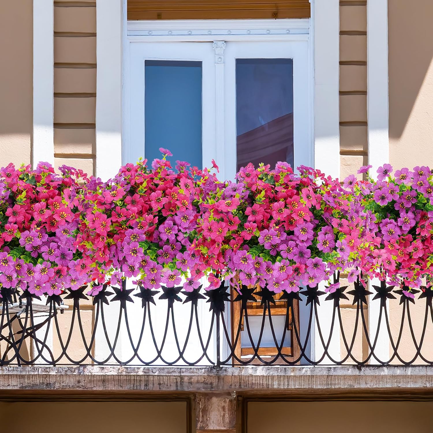 Artificial Fake Flowers 12 Bundles Faux Plants Outdoor Plastic Flowers 2 Mixed Colors Daisy Eucalyptus UV Resistant Silk Flowers for Garden Porch Planters Decor - Image 6