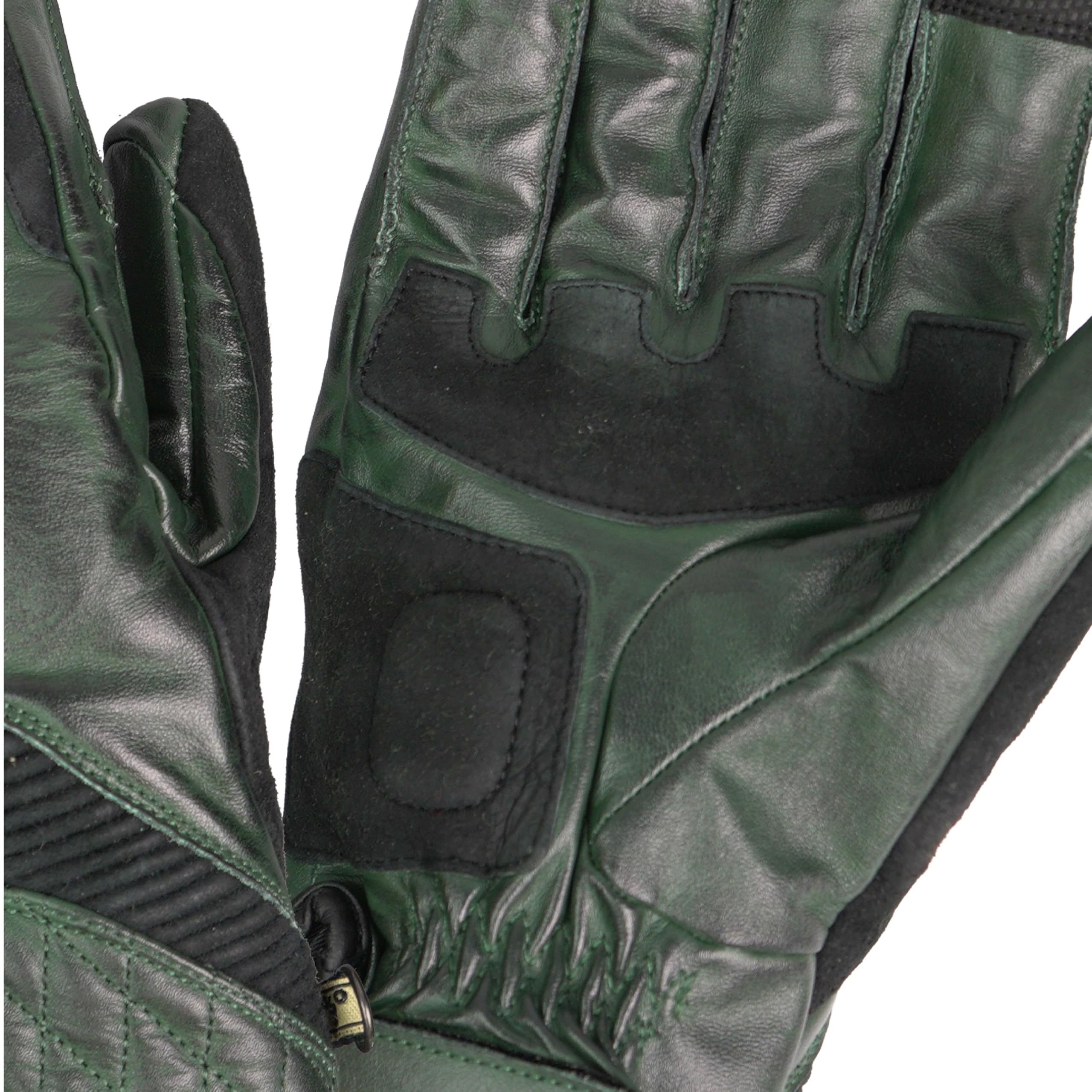 BY CITY - Guantes Café III Man - Piel Aramida Antiabrasión - Función Táctil en Dedos - Ajuste Velcro Personalizado - Certificación CE Protección Nudillos - Talla L - Verde