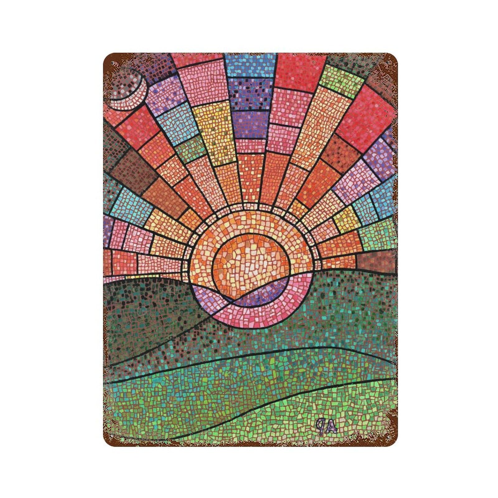 The Sun Will Rise 15.7"x11.8" Rustic Tin Plaque, Farmhouse Wall Decor for Basement, Hobby Room And Garage Decor