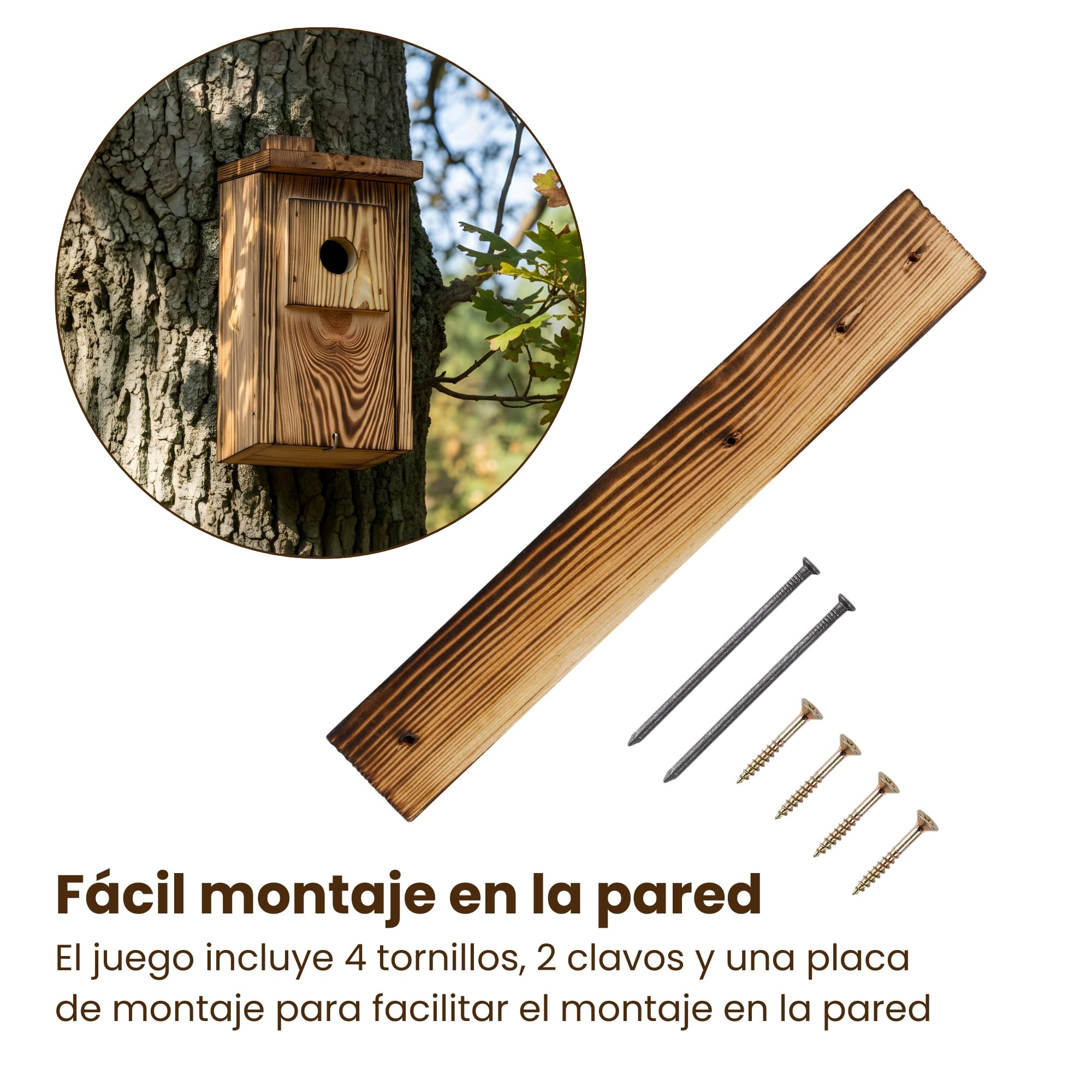 Creative Home Caja Nido Flameada – Caja Nido para Aves en Exteriores – Fabricada en Madera de Pino, Protección contra Depredadores – Ideal para Carboneros, Herrerillos, Pinzones y Gorriones