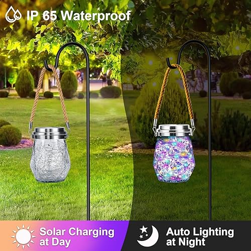 Miniatura 6 de Linterna solar, luces solares colgantes para exteriores, impermeables, paquete de 2, 60 faroles LED mejorados, decoración para exteriores,