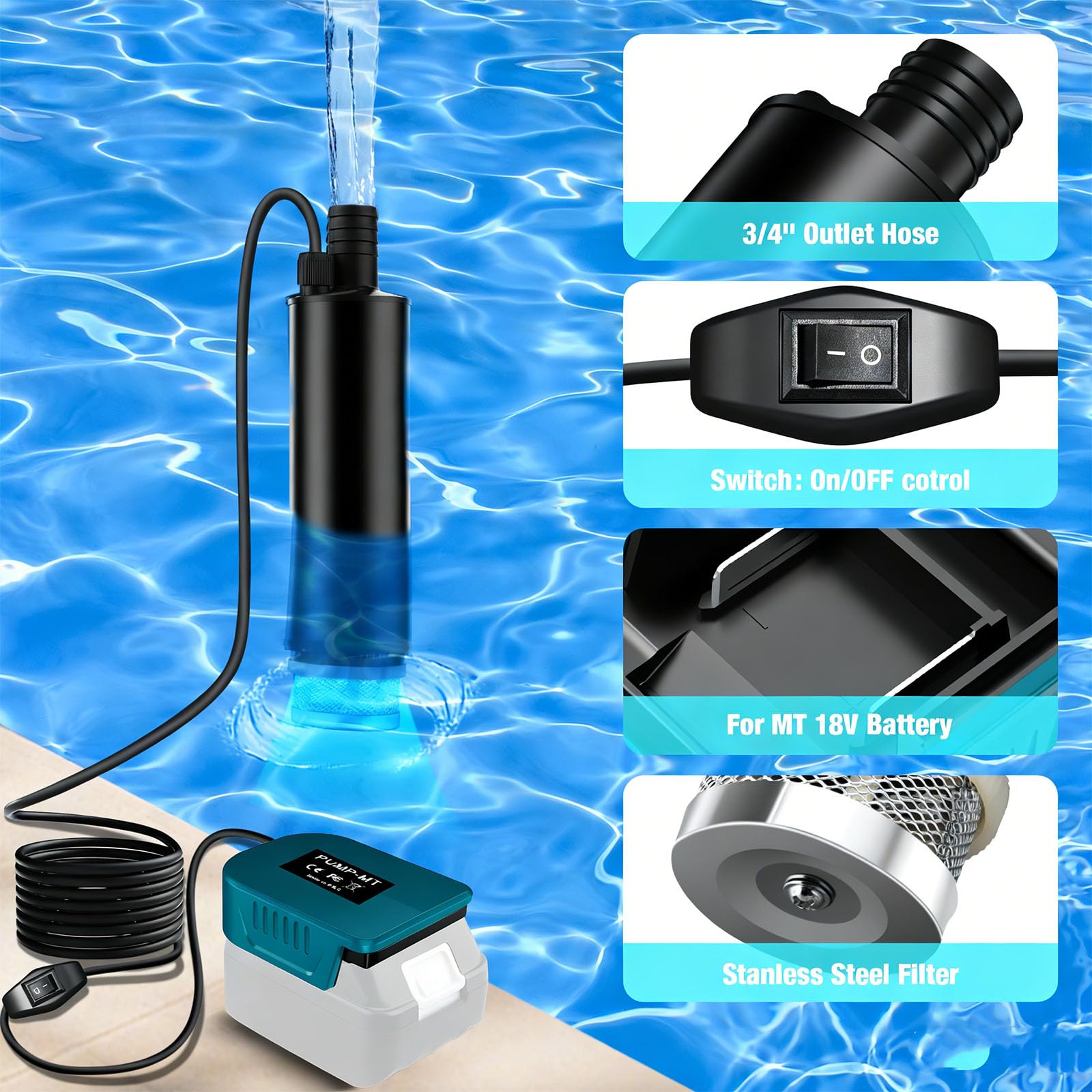 Pompes de transfert d'eau portables efficaces pour drainage de