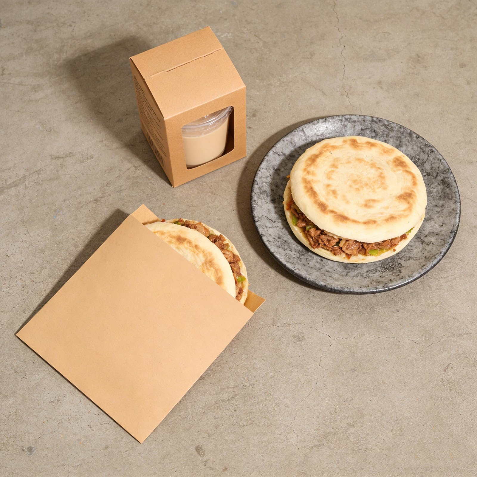 Fettdichte Lebensmittelbeutel aus Kraftpapier, 300 Stück, Braun