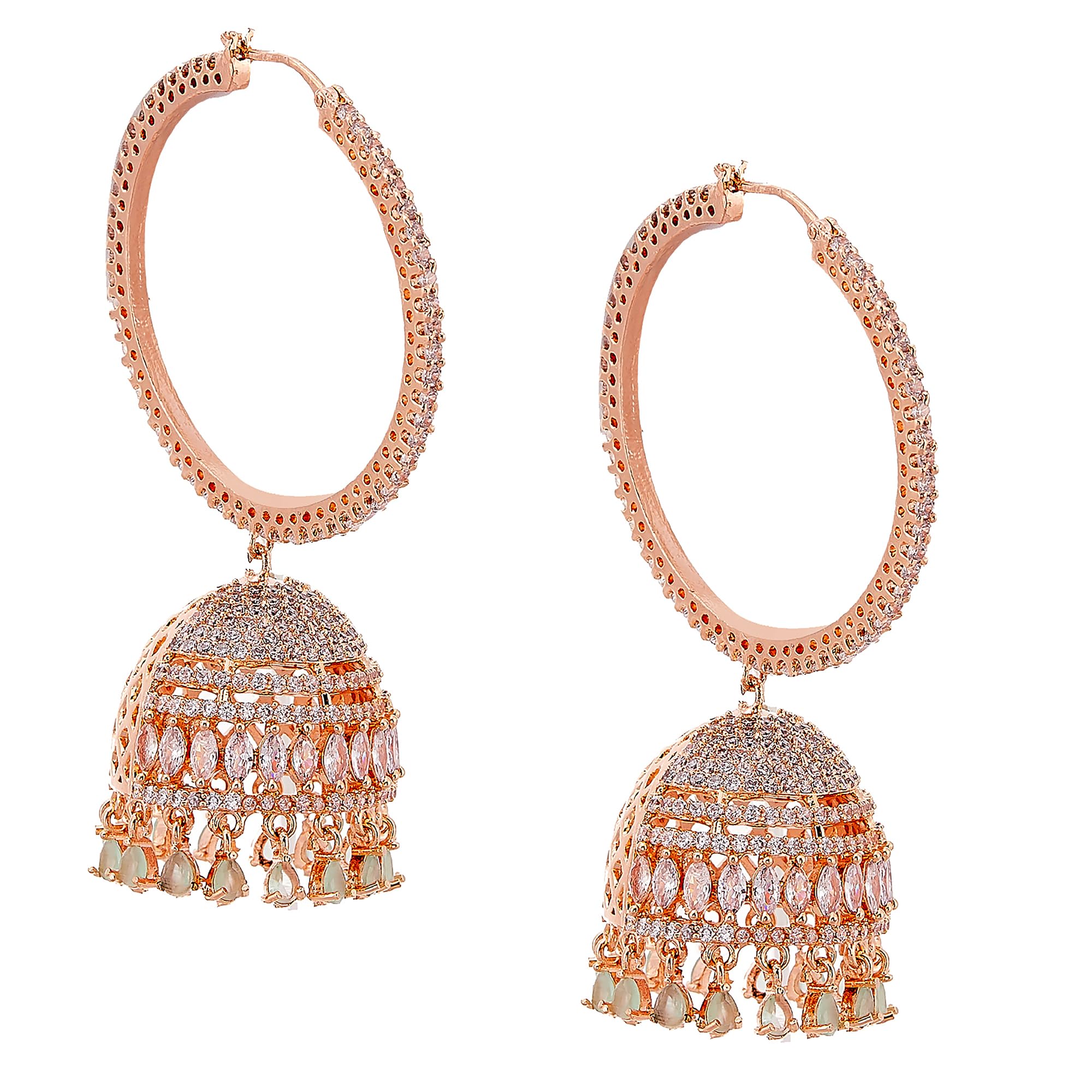 Zeneme American Diamond CZ Fashion Jewellery Traditional Ethnic Jhumka Earrings for Women And Girls (Rose Gold) (B09GT9KPPC) Amazon Price History, Amazon Price Tracker