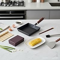 Vista 4 de Japanese Cast Iron Tamagoyaki Pan - Pre-Seasoned, Liquid Nitrogen Treated, Non-Rust, Ready to Use, Detachable Wood Handle, Oven Safe, for Omelets
