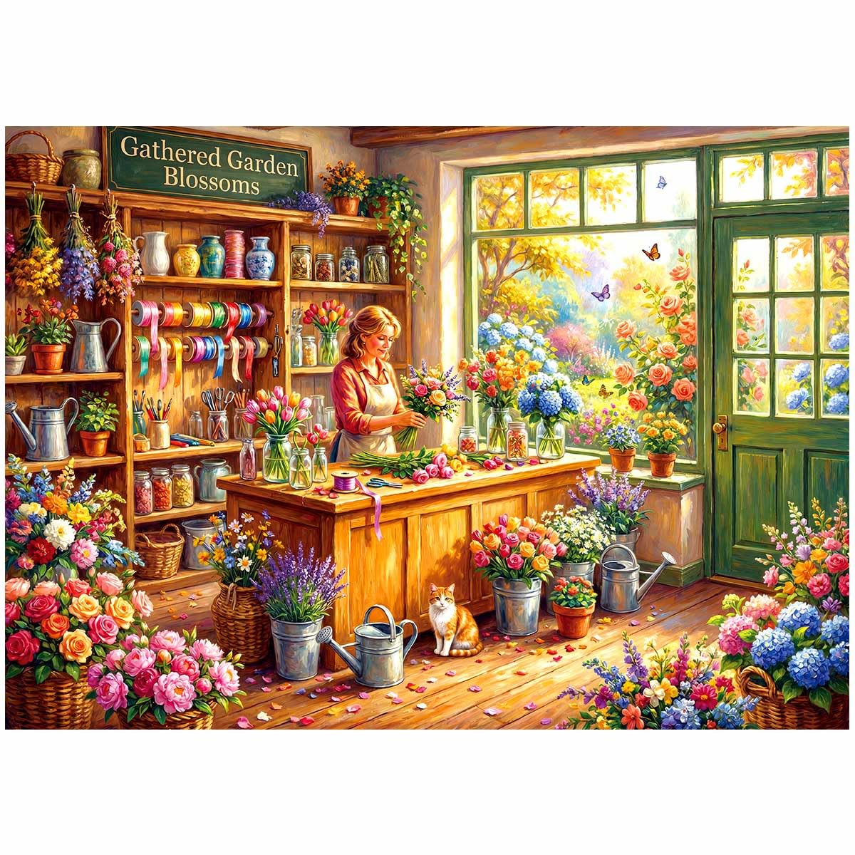 Gathered Garden Blooms Jigsaw Puzzles for Adults 1000 Pieces | 1000 Piece Puzzle for Adul…