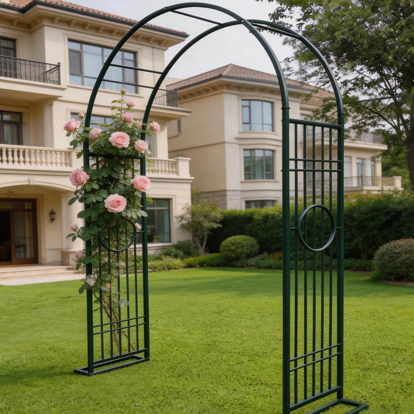 Errtsdb garden arches metal strong, heavy duty garden arches metal strong, Rust Resistant Coating Easy to Assemble No Tools, Garden Decoration Arch,Lawn Arch,Dark Green/B/140x40x230cm