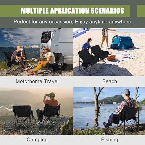 Miniatura 6 de Joyfair Silla de campamento al aire libre para adultos, sillas plegables grandes y portátiles con bolsa de transporte para patio, playa, pesca,