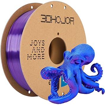 3DHoJor Silk PLA Filament 1.75mm Blue Purple Dual Color PLA 3D Printer Filament 2 in 1 Coextrusion 1KG Spool(2.2lbs) 3D Printing Filament Dimensional Accuracy +/- 0.03mm Fits for Most FDM 3D Printers