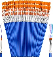 ZRLEI 160 Pcs Small Paint Brushes Bulk - Flat & Round Tip Acrylic Watercolor Brushes for Kids, Classroom, Face Painting, Crafts