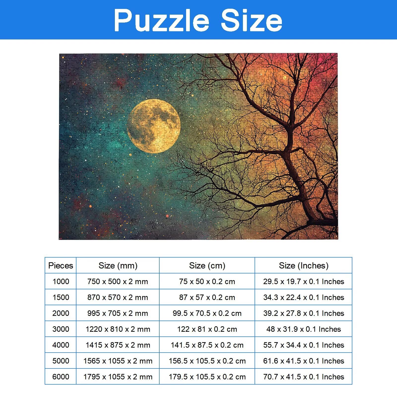 Puzzle 1500 Pezzi per Adulti Bambini, Puzzle Paesaggio in Legno per Adulti, Puzzles Luna Impegnativi, Giochi Educativo per Famiglie, Rompecapo con Scatola per Decorazioni Casa, Regalo Donna, -8880