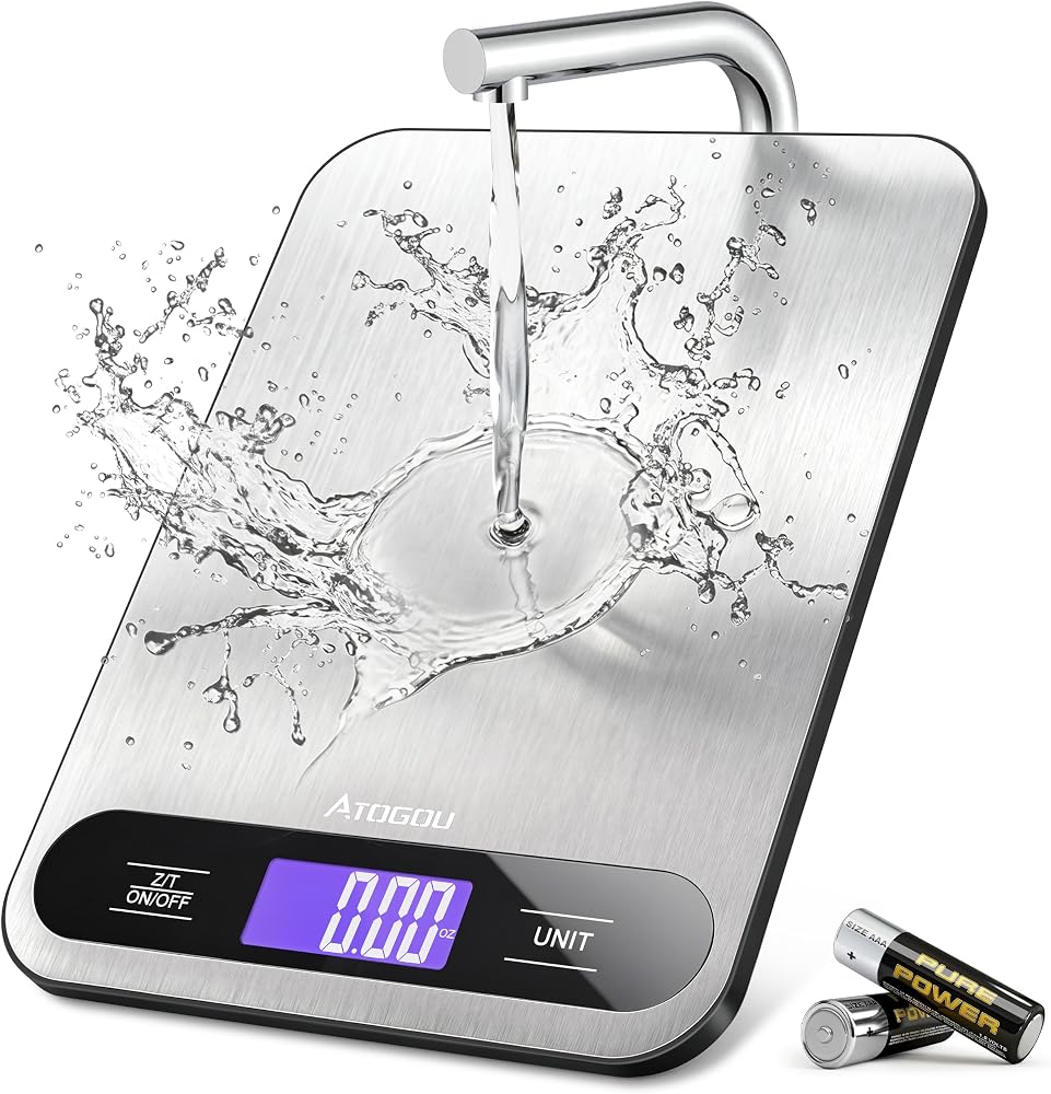 Food Scale -33lb Digital Kitchen Scale for Food Ounces Grams | Full View LCD Display, Durable Stainless Steel Surface, for Cooking, Baking, Meal Prep Black