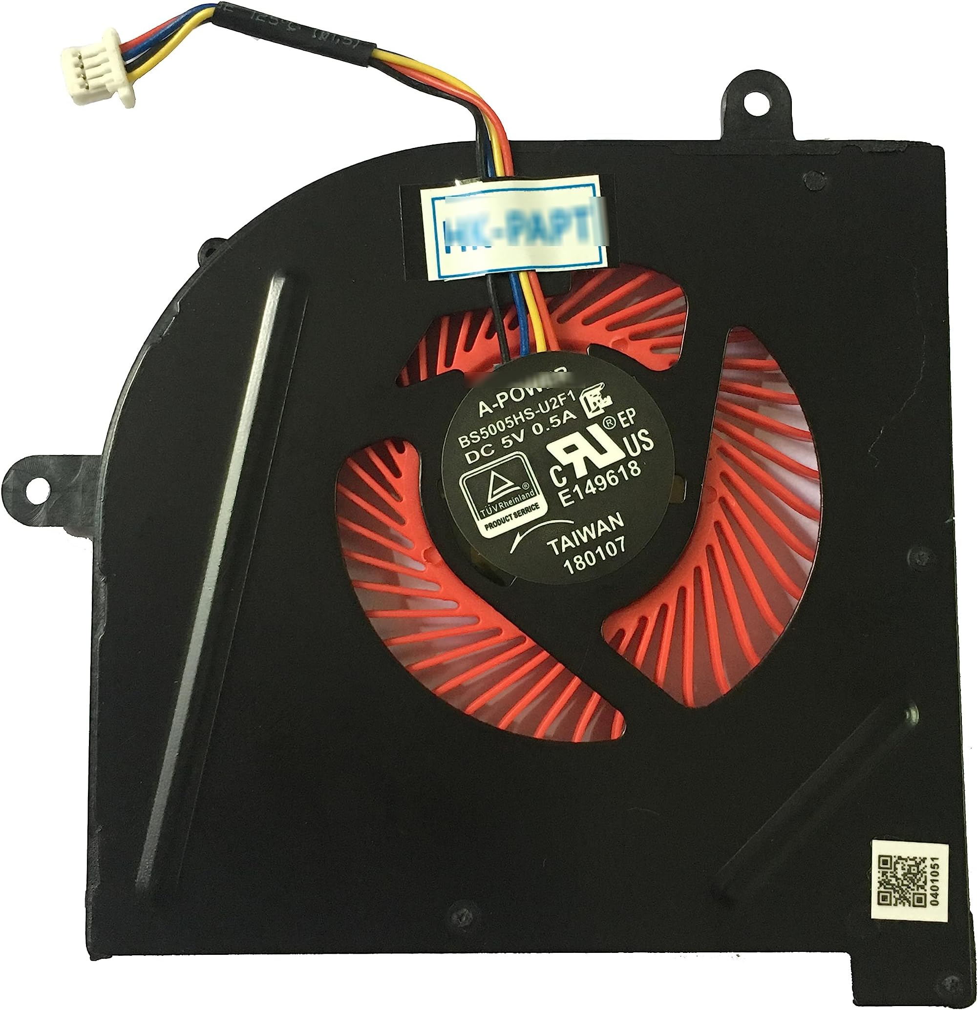 CPU Cooling Fan Replacement for MSI GS63VR & GS73VR Series, 4-Pin DC 5V 0.5A, Compatible with GS63VR 6RF, 7RF, Stealth Pro, MS-16K2, MS-17B1, Includes Thermal Paste