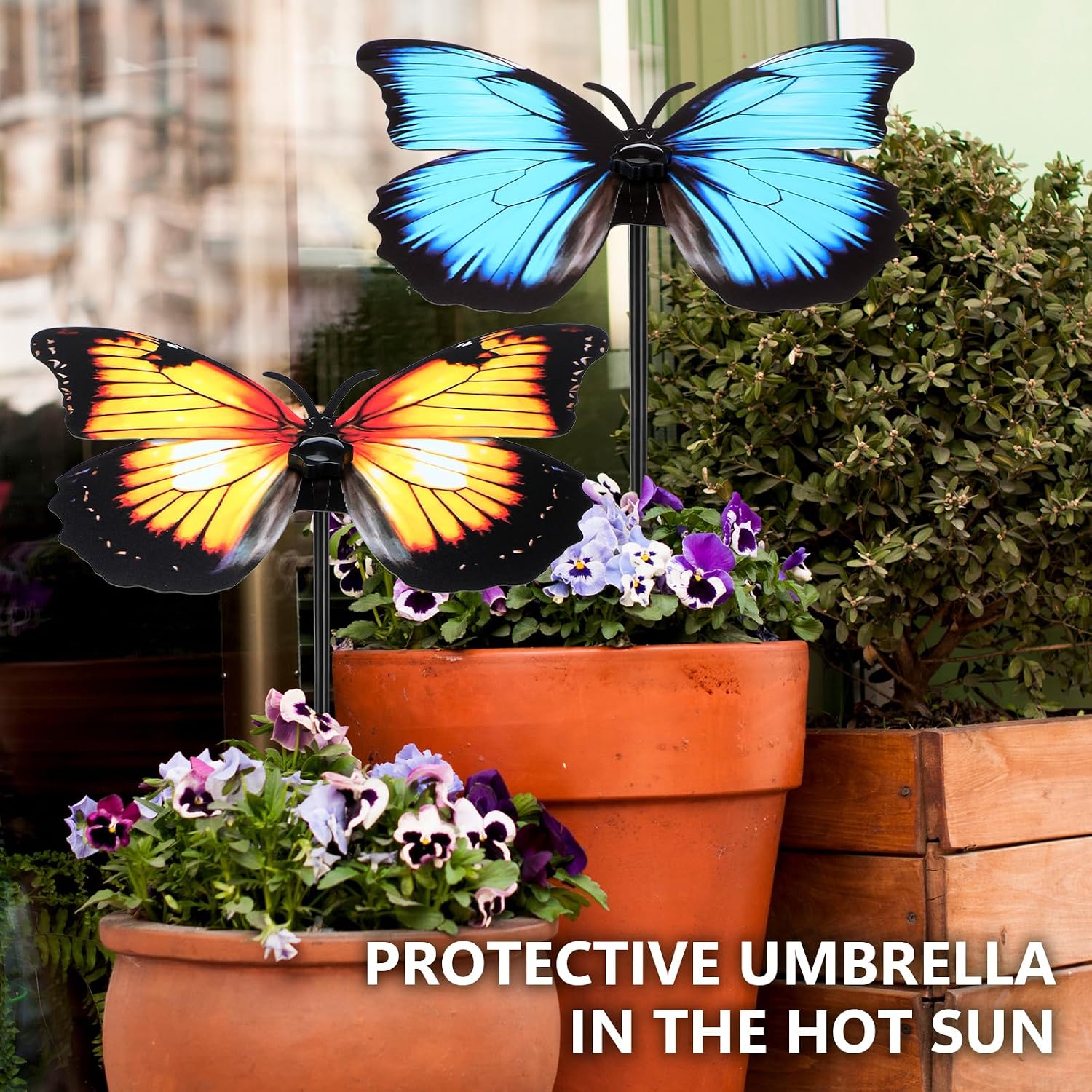 Hsei 2 Pcs Small Metal Plant Umbrella for Outdoor Butterfly Plants Shade Cover 12 Inch Garden Sunshade Disk for Potted Live Decor Provide Shelter from Blazing Sun