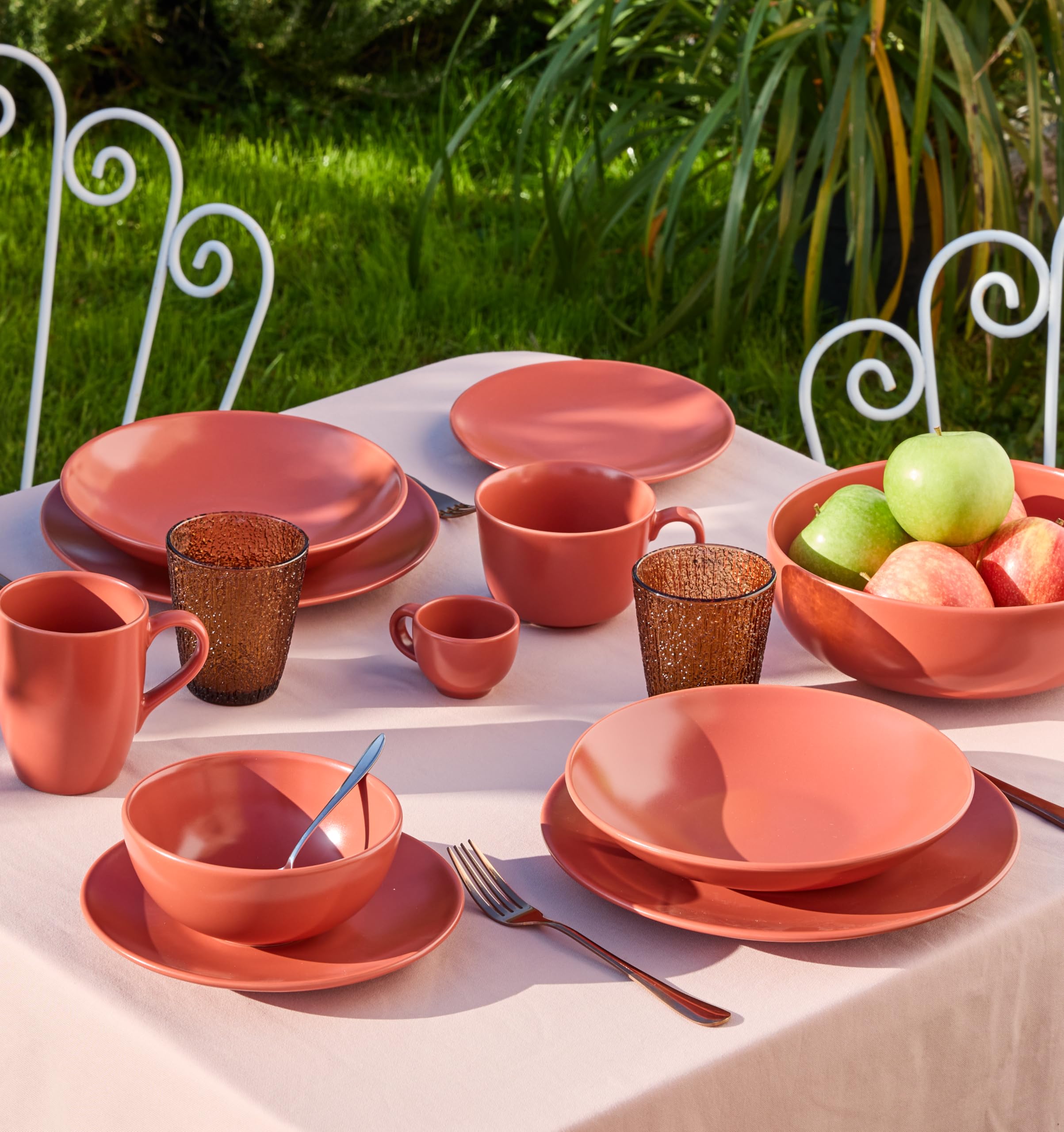 Tognana Ritual, Servicio de platos 18 piezas para 6 personas, Stoneware, Rojo Manzana