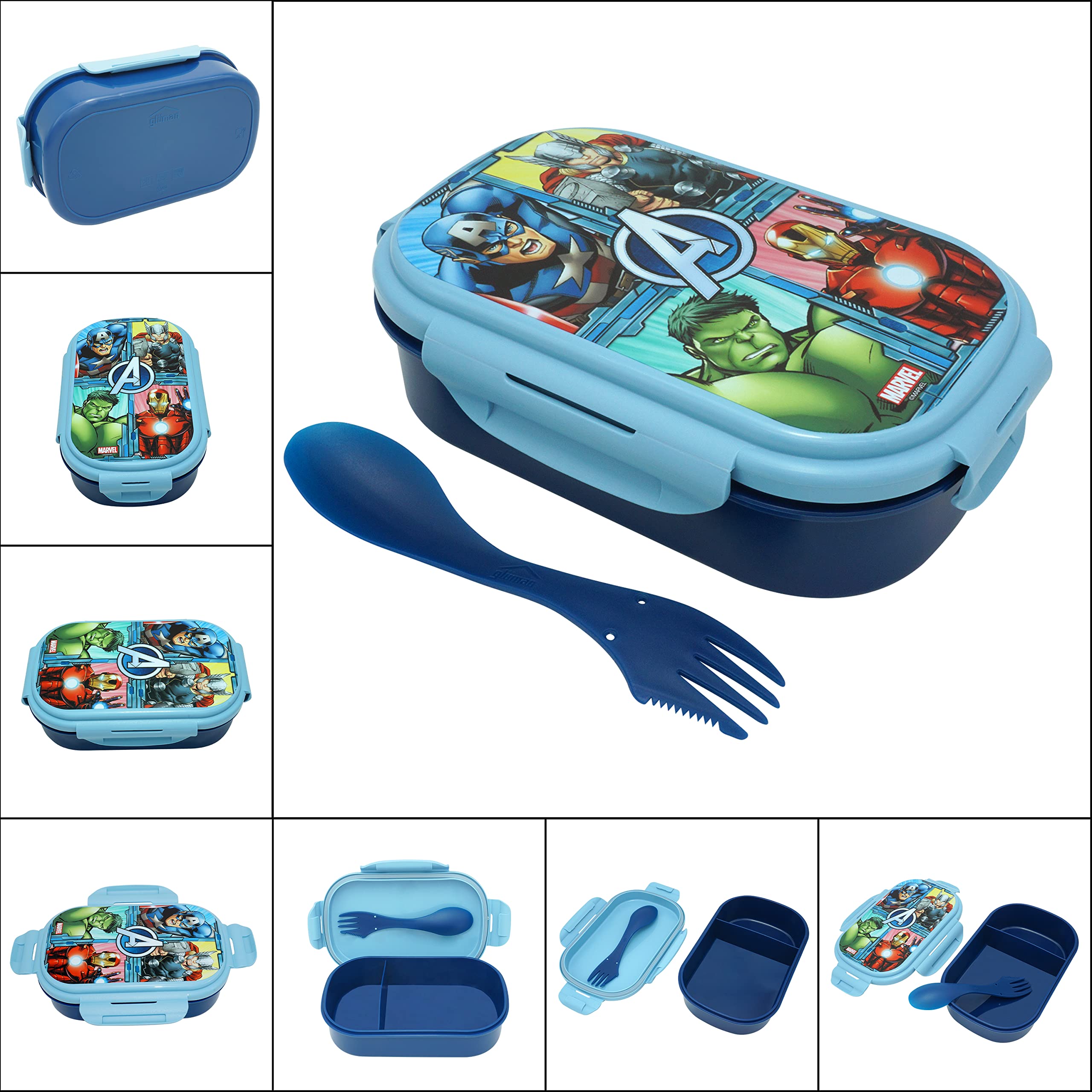 Avengers Brotdose Mit 3-in-1 Besteck – Marvel Lunchbox Mit Fächern Für Kinder
