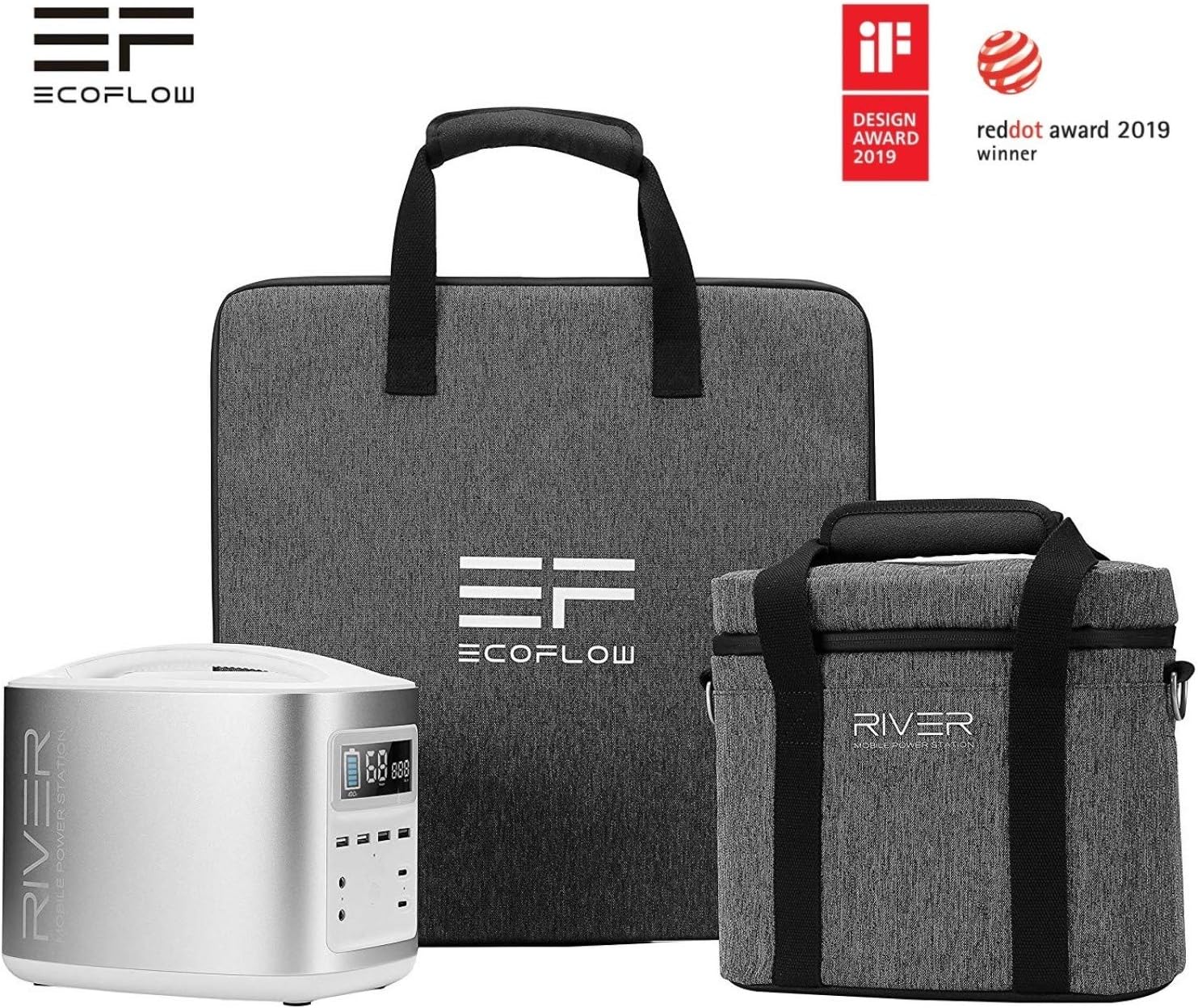 River EFTEPW Solar Generator Package Complete Solar Generator: Mobile Power Station, 50W Solar Charger and Protective Case: 412Wh/116,000mAh Ultra-capacity, lightweight portable charging station for up to 11 devices, portable, element-proof solar charger & element proof protective case (White)