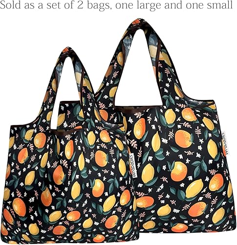 Miniatura 3 de allydrew P73983 - Bolsas de comestibles reutilizables de nailon plegables grandes y pequeñas, juego de 2