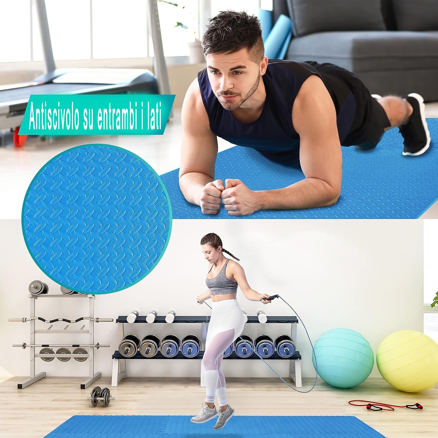 Tappeto per esercizi puzzle extra spesso 2.5cm piastrelle ad incastro pavimenti protettivi l'allenamento attrezzature palestra Set 6pcs 60x60cm tatami profesional gimnasia artes marciales