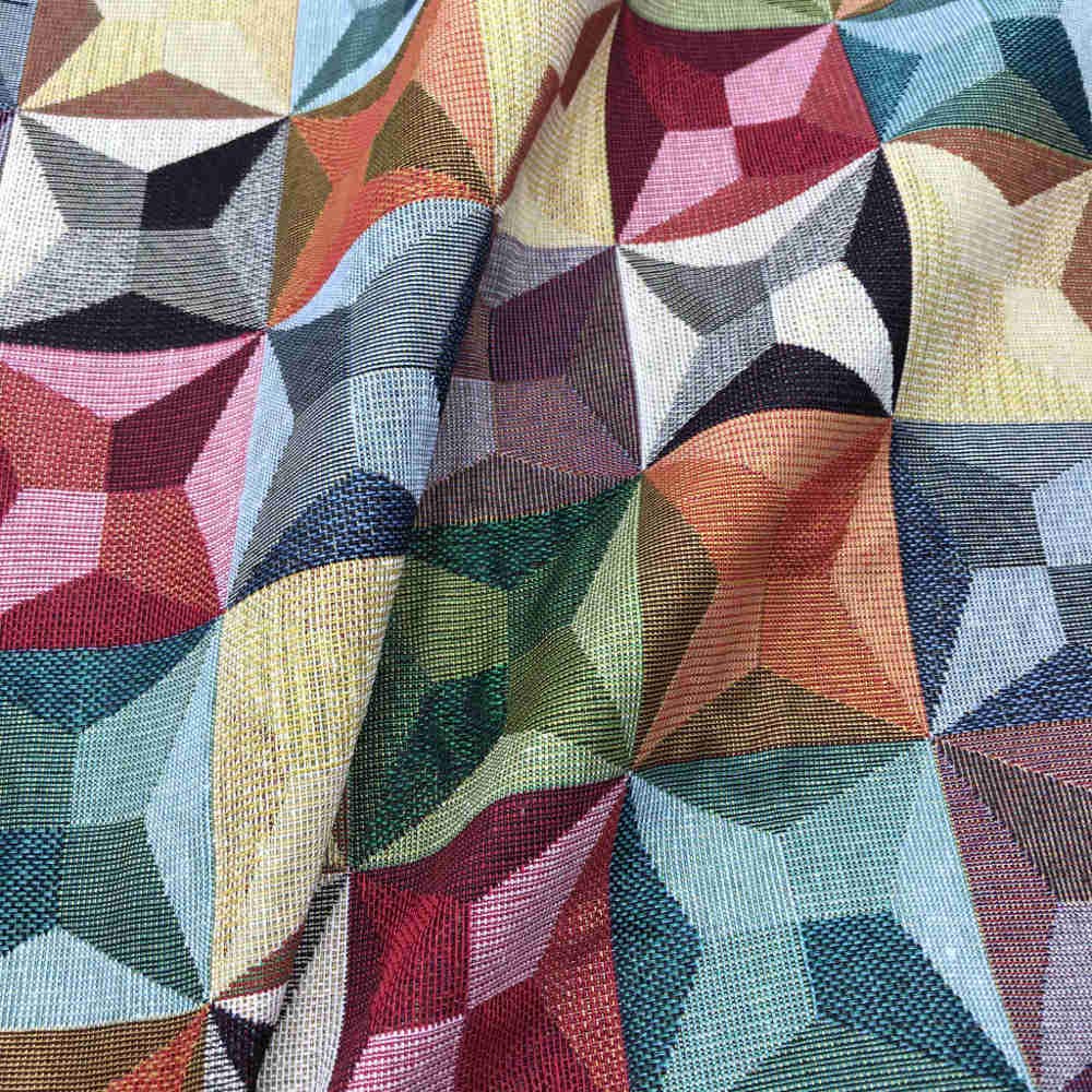 Kt KILOtela Tessuto Jacquard Per Tappezzeria, 280 Cm Di Larghezza, Venduto Al Metro, Motivo Zigzag Sinuco Multicolore, 50% Cotone 50% Poliestere, Made In Spain - 2