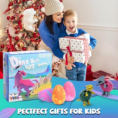 Miniatura 6 de Bombas de baño para niños con sorpresa interior, paquete de 16 juguetes de dinosaurio para niños de 3, 4, 5, 6, 7, 8, 9 años, bombas de baño de