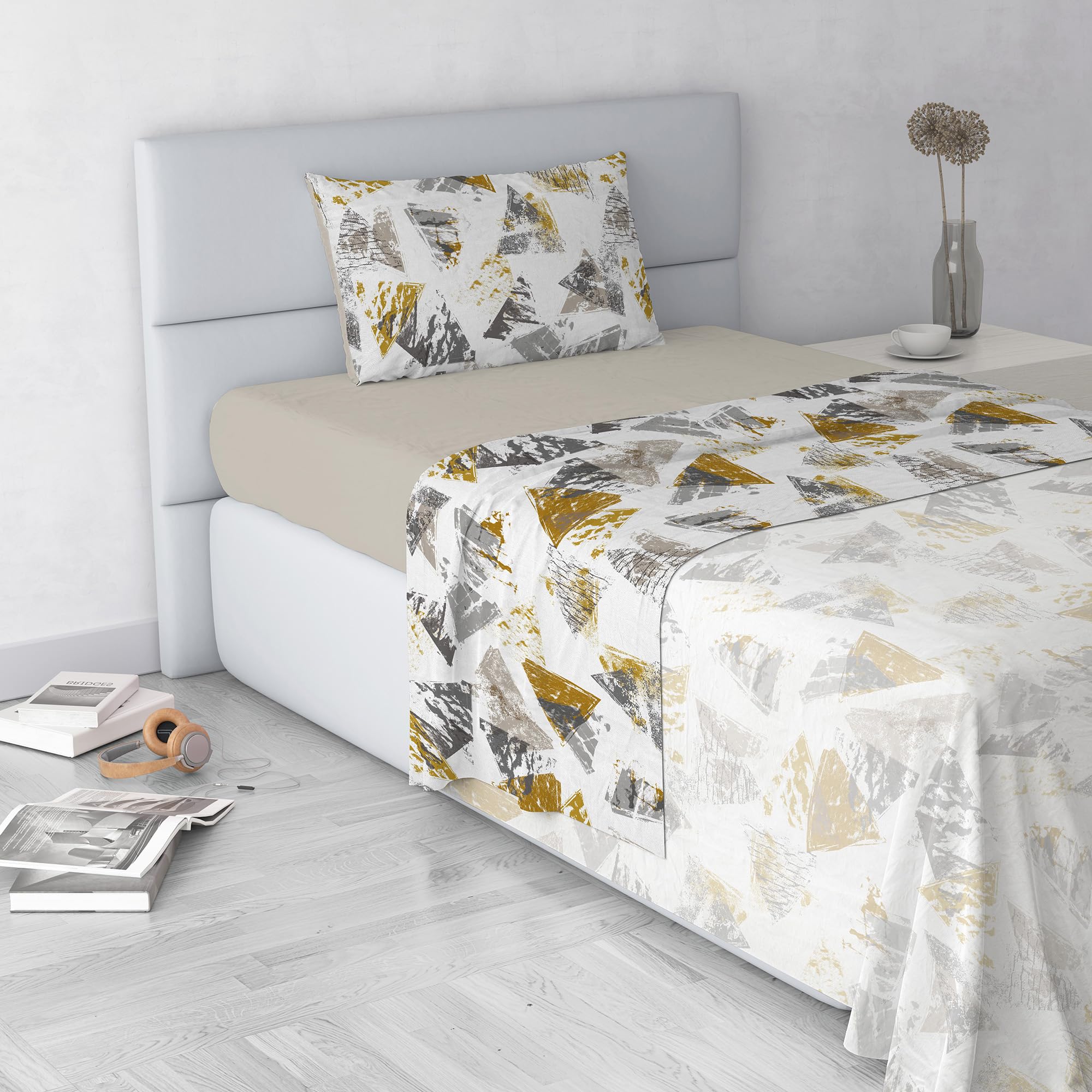 Italian Bed Linen Fashion Duvet Cover Set Microfibre Made in Italy Urban Giallo Single