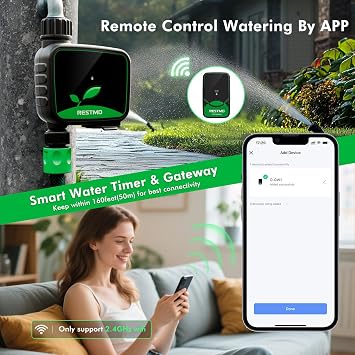 RESTMO WiFi Water Timer, Programmable Hose Timer 1 zone