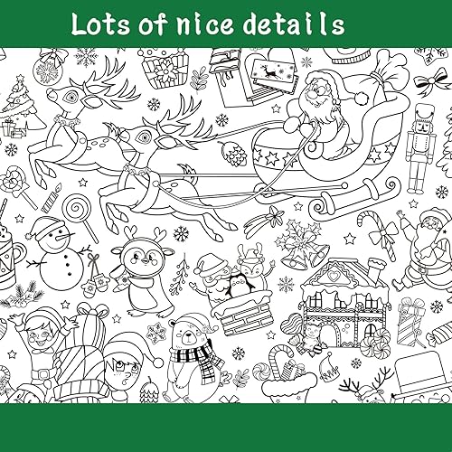 Miniatura 3 de HOWAF Póster gigante para colorear de Navidad con 24 bolígrafos de pintura, pancarta de papel gigante para colorear o mantel para niños, actividades