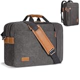 ESTARER 3 in 1 Computer Bag for Men&comma; 17-17&period;3 Inch Laptop Messenger Bag for Business&sol;Work&sol;Travel&comma; Convertible Backpack Briefcase Water Resistant Canvas &lpar;Grey&rpar;