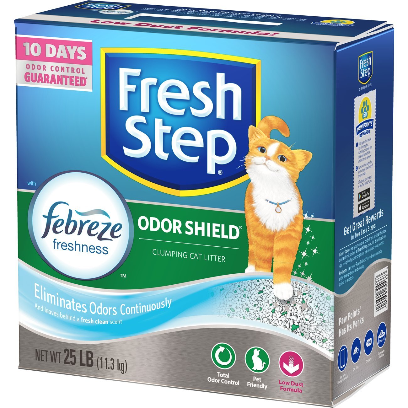 Fresh Step Escudo de olor con frescura Febreze, arena para gatos, perfumada, 25 libras