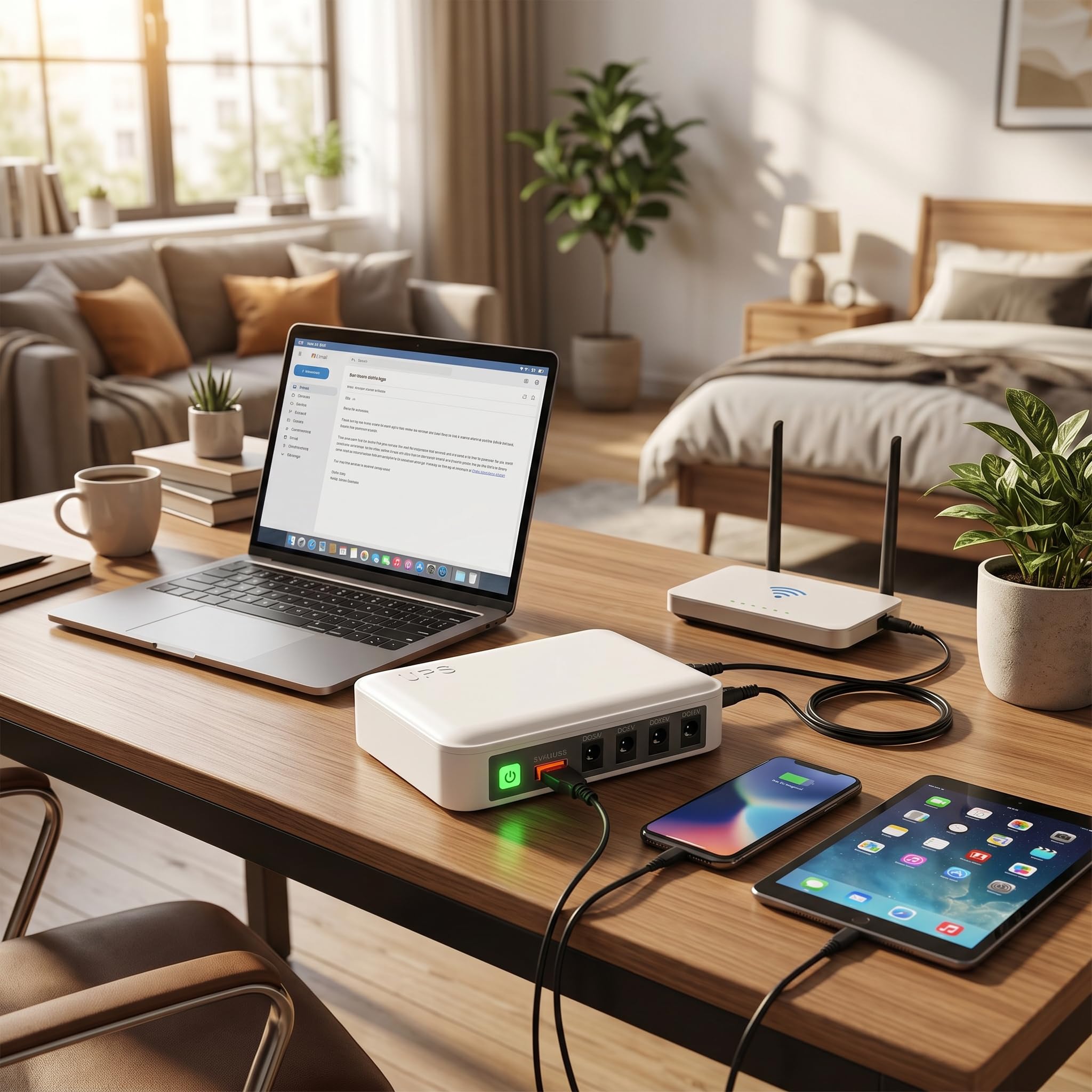 Eujgoov Mini UPS 6000mAh Alimentation Secours Routeur WiFi 5V 9V 12V Batterie Rechargeable Protection Coupure Courant Bureau Maison Prise EU