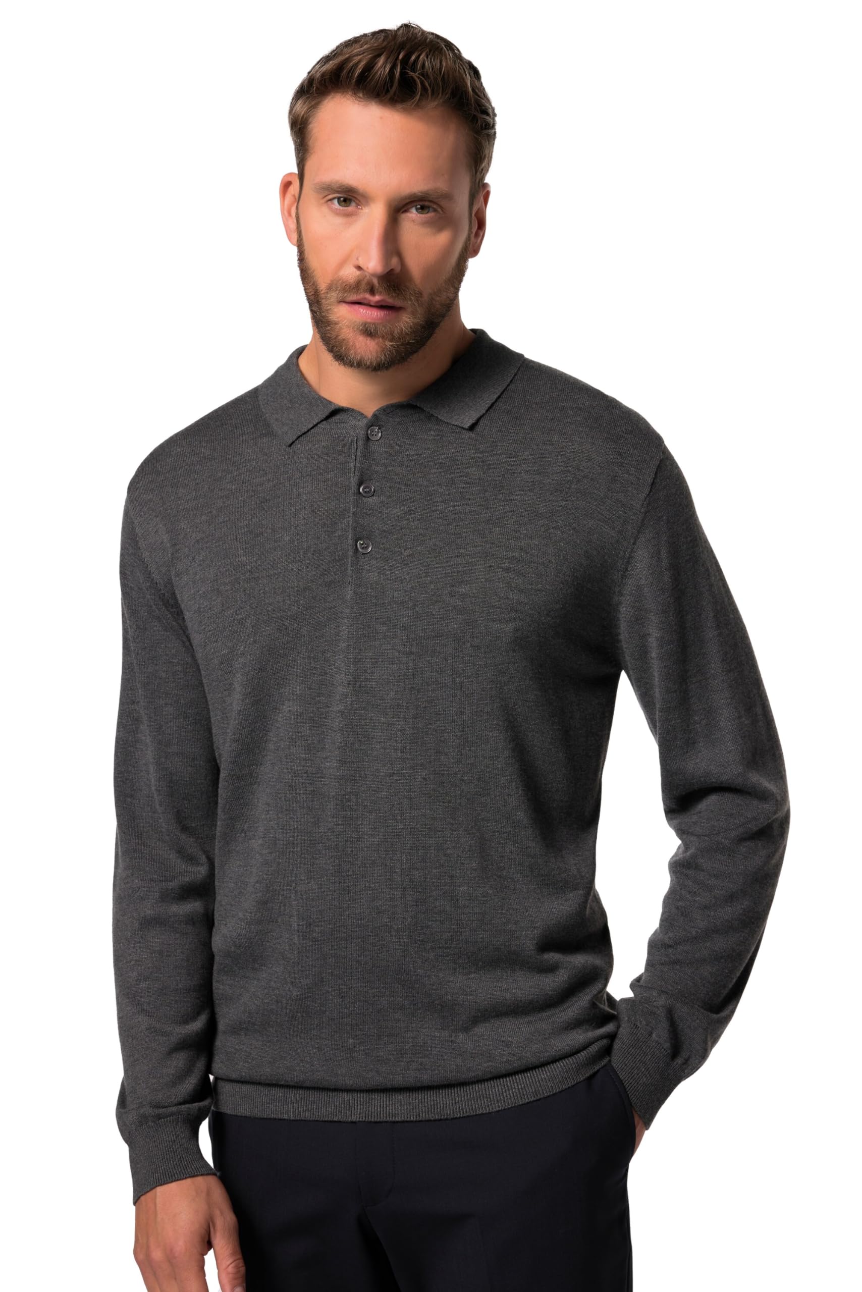 JP 1880 Herren große Größen Übergrößen Menswear L-8XL Strick-Poloshirt FLEXNAMIC®, Langarm, Merino-Mix 829307