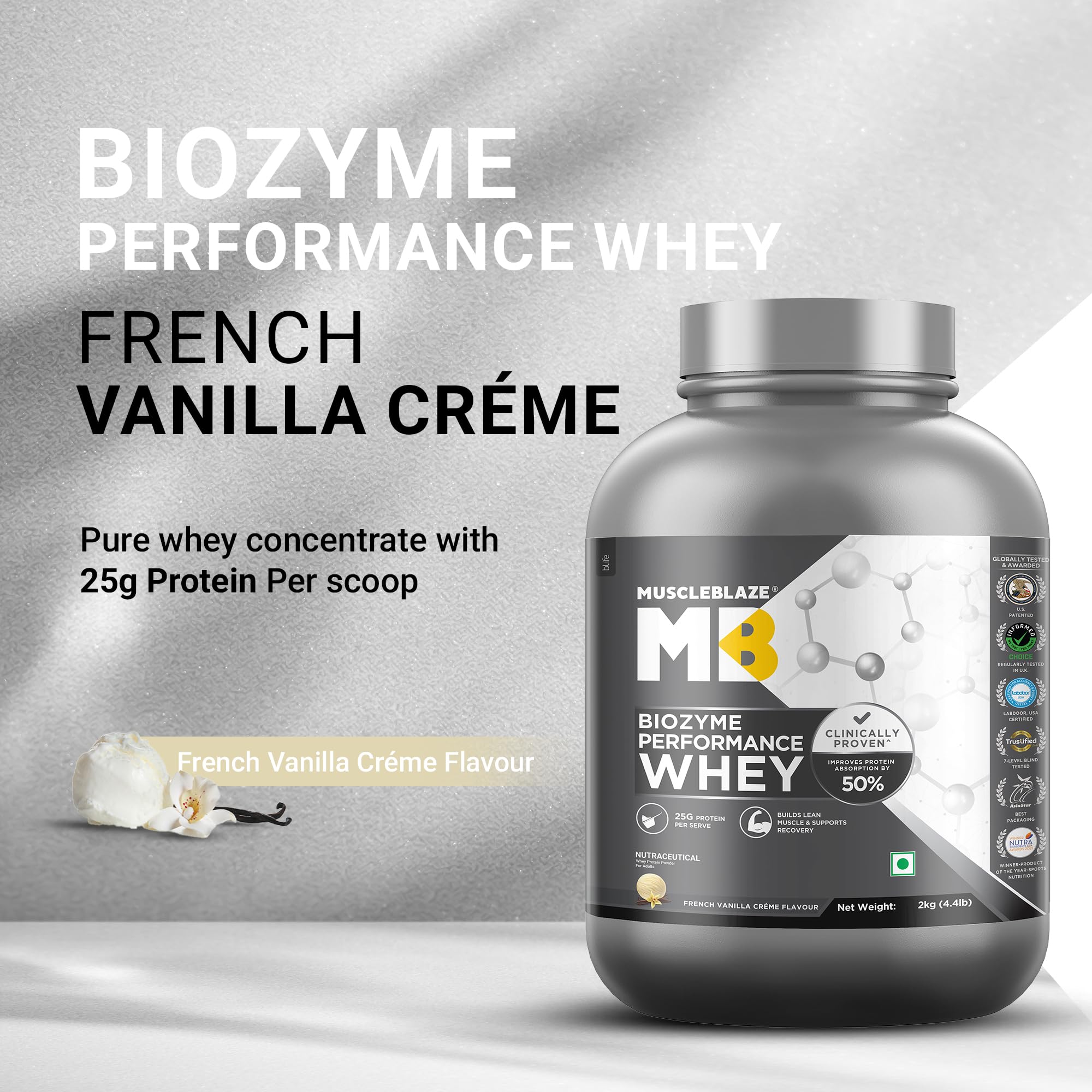 MuscleBlaze Biozyme Performance Whey Protein Powder, 2kg (4.4lbs) — Amazon image 2