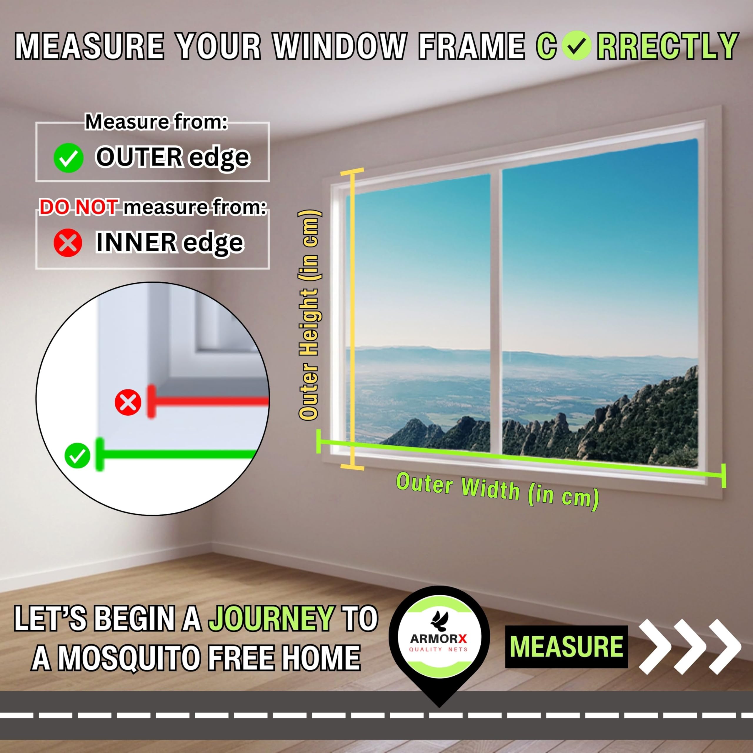 ARMORX Fixed Size Fiberglass Window Mosquito Net | Stitched with Fastener Tape | Windows/Door DIY Bug Insect Mesh | Black - 3x4 feet | 36x48 inch | 91x122 cm