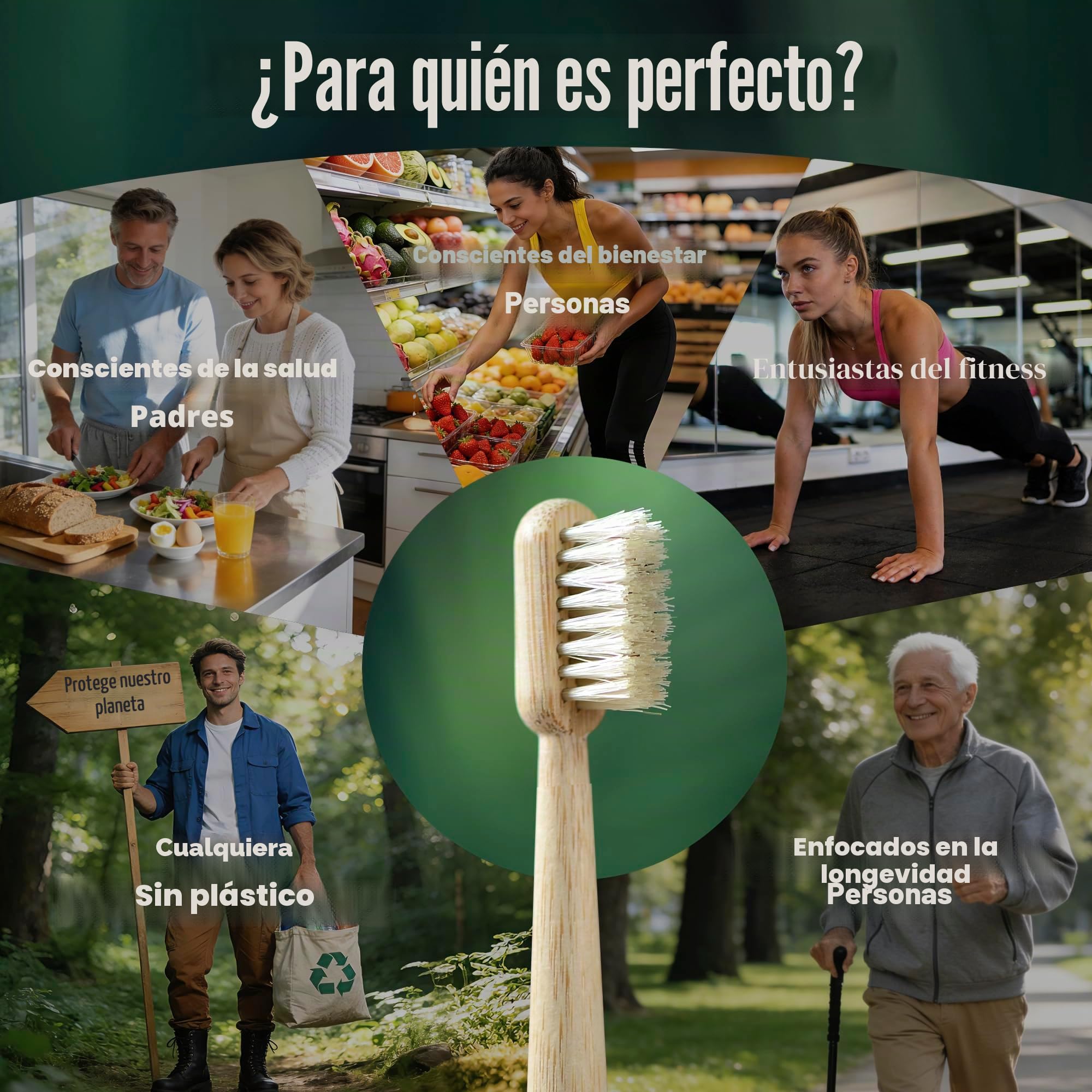 Gaia Guy Cepillos de dientes de cerdas de bambú y jabalí, paquete de 4, cerdas naturales de jabalí, sin plástico, mango de pie, cuidado bucal minimalista y de bajo desperdicio