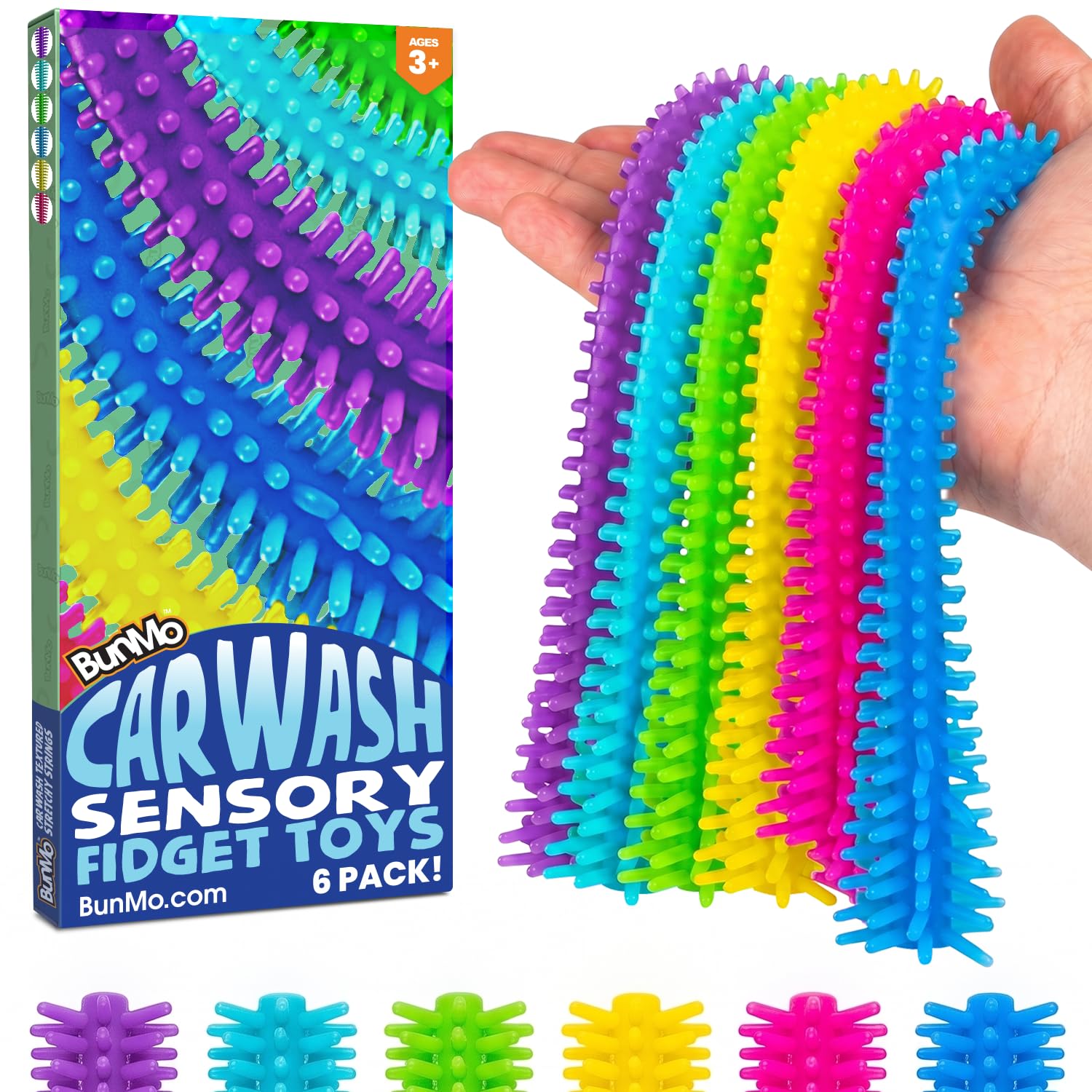 BUNMO Stretchy Strings - Sensory Toys - Stimulating & Fun Sensory Toys for Kids - Fidget Toy - Hours of Fun for Kids - Non-Mouthable Toy 3+ - Textured 6 Pack — Amazon image 12