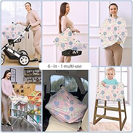 Car Seat Covers for Babies - Multi- use Nursing Carseat Canopy, Breastfeeding Covers, Baby Shower Gifts for Boys and Girls (Cactus)