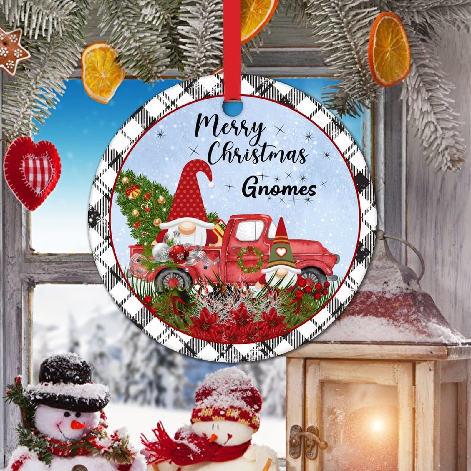 CRILSTYLEO Decorazione Natalizia Camion in Metallo Ornamento da Tavola di Natale Albero di Natale Fornitura Natalizia per Addobbi Esterni Natalizi