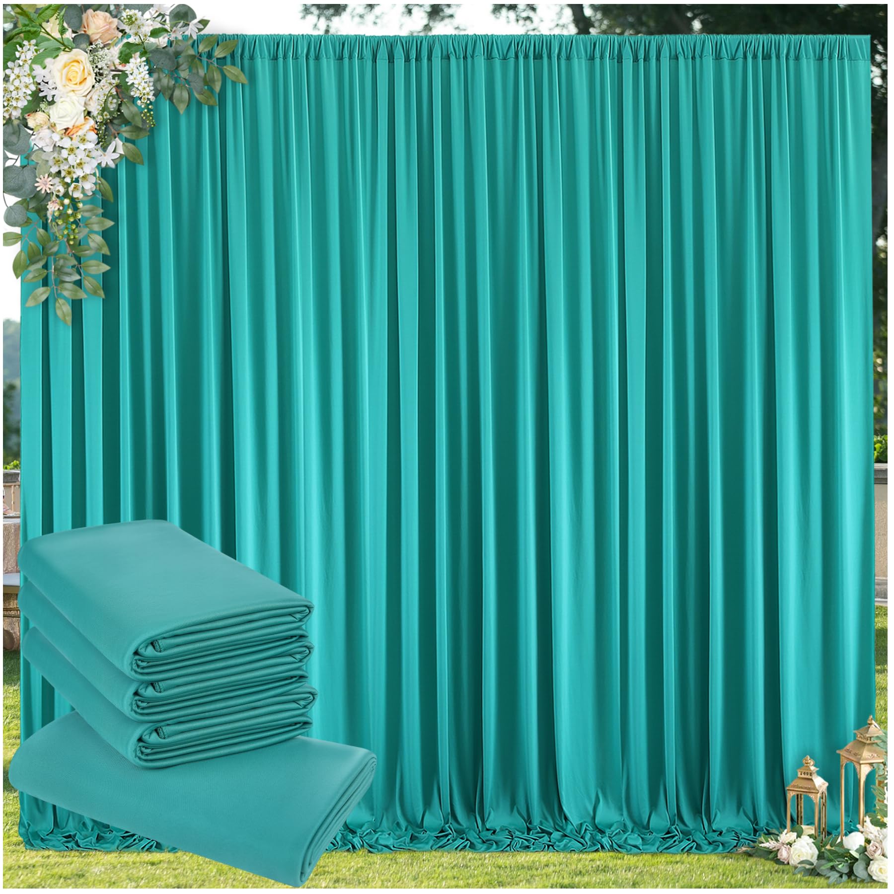 10 ft x 20 ft Wrinkle Free Turquoise Backdrop Curtain for Parties, Thick Polyester Teal Photo Backdrop Drapes,4 Panels 5ft x 10ft for Baby Shower Wedding Engagement Birthday Mermaid Party