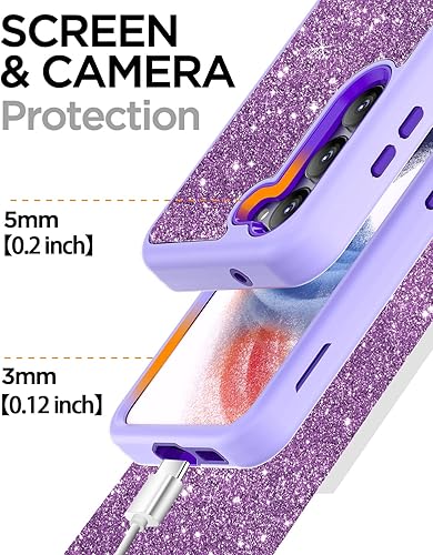 Miniatura 10 de AICase Funda para Samsung Galaxy S23 5G, con purpurina brillante, resistente protección contra caídas, a prueba de golpes, 3 capas, funda protectora