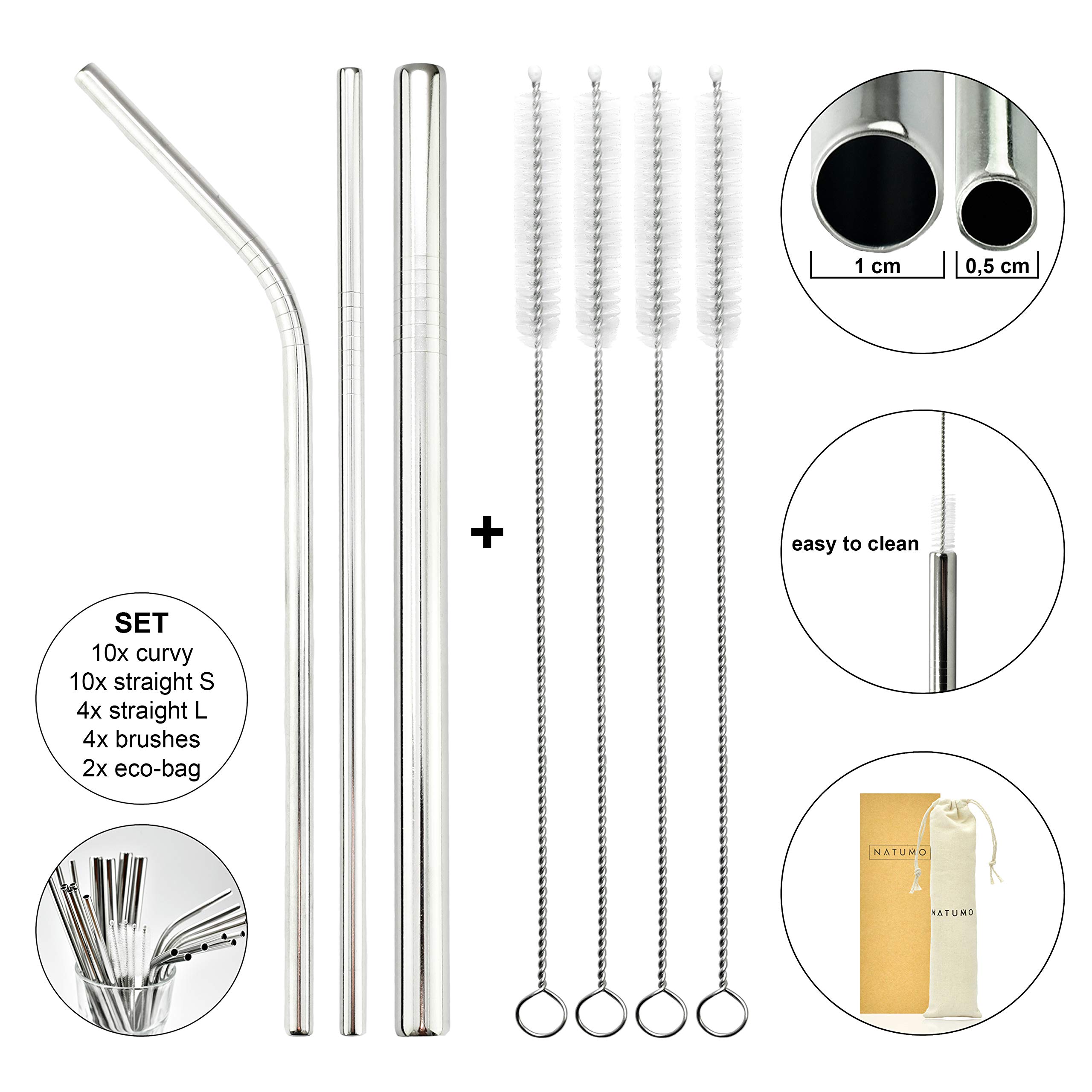 Lot De 4 Pailles à Cocktail Réutilisables, Paille Télescopique Kynup En