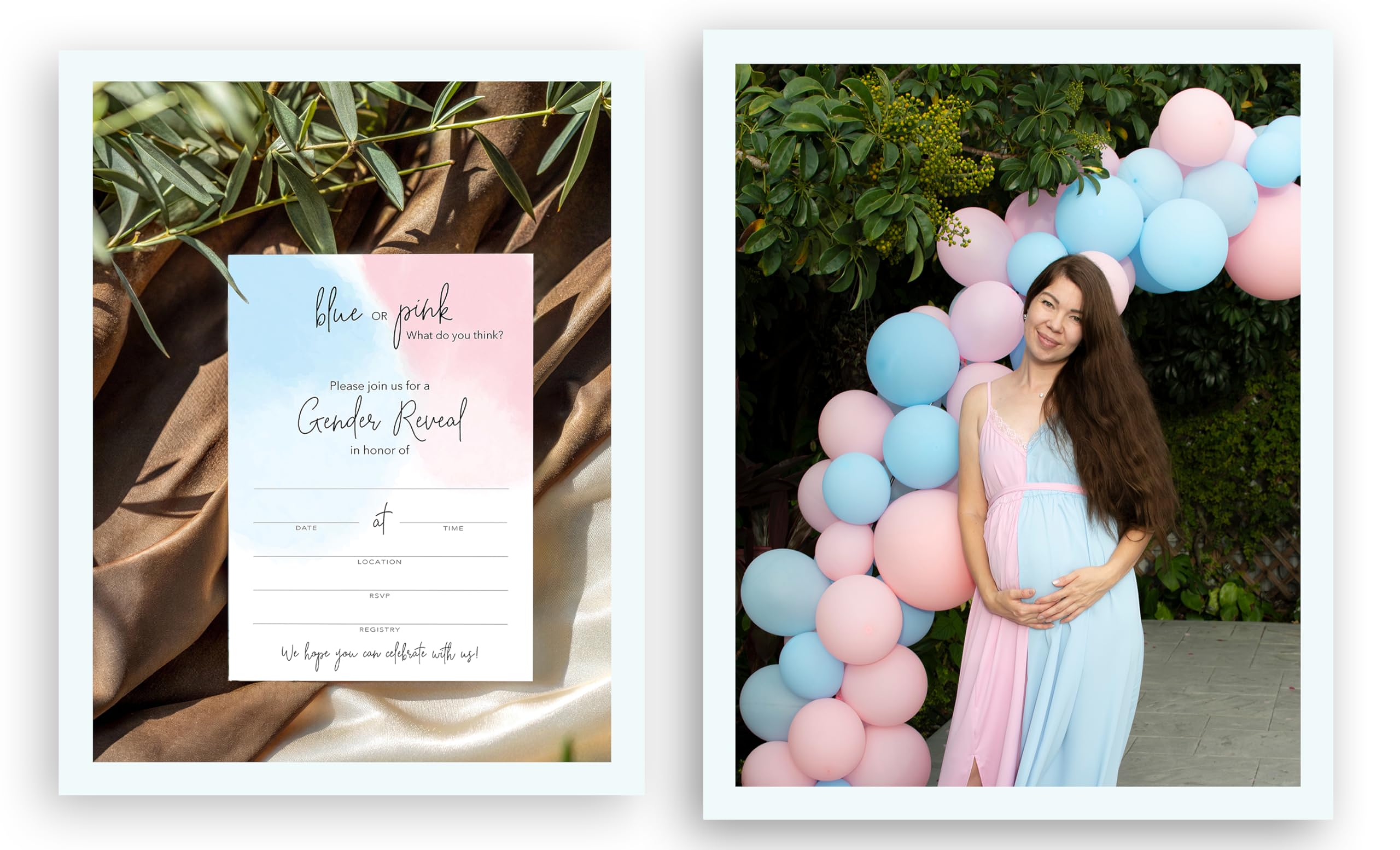 Roseum Collections Babyparty Einladungskarten (25 Stück) – Minimalistisches Aquarell-Design In Rosa Oder Blau, Unisex, Zum Selbstgestalten