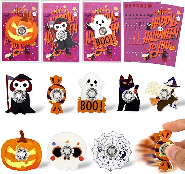 ERTIUANIO 24 Pcs Halloween Fidget Spinner Bulk for Teens Adults, Halloween Trick Or Treat Goodie Bag Stuffers, Halloween Party Favors Supplies Classroom Prizes Giveaways Gifts for Boys Girls