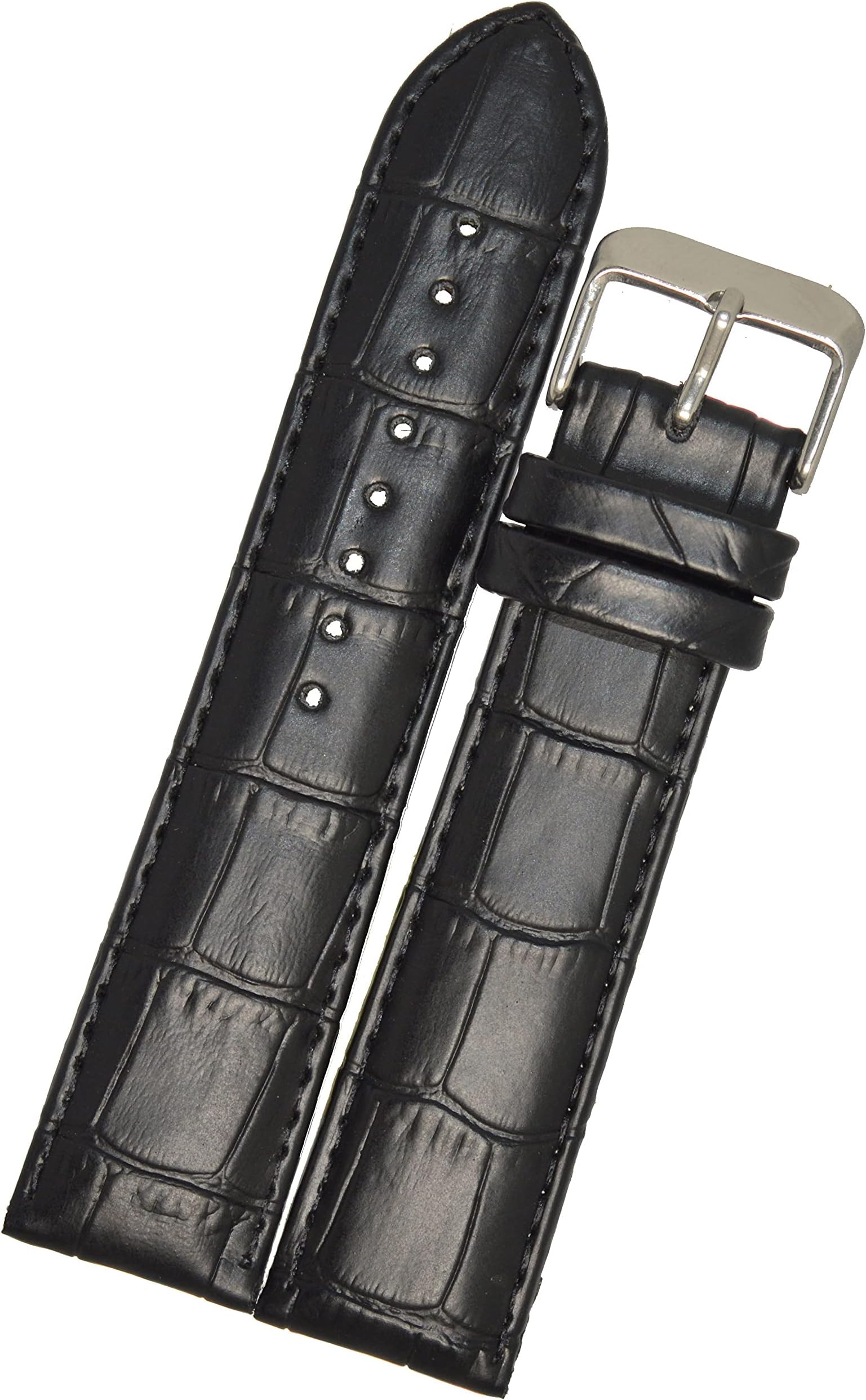 SURU24mm Padded Ogive Tip Leather Watch Strap / Band for Men Women (Colour - Black / Size - 24mm)U168
