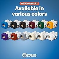 Vista 7 de Everest - Paquete de 10 conectores Keystone RJ45 Cat6A en ángulo de 90°, color blanco, conectores RJ45 hembra de perfil delgado, conector Keystone