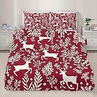 Vista 10 de Juego de funda de edredón nórdica de Navidad, estilo nórdico, copos de nieve, juego de ropa de cama con ciervos de Navidad, funda de edredón Navidad