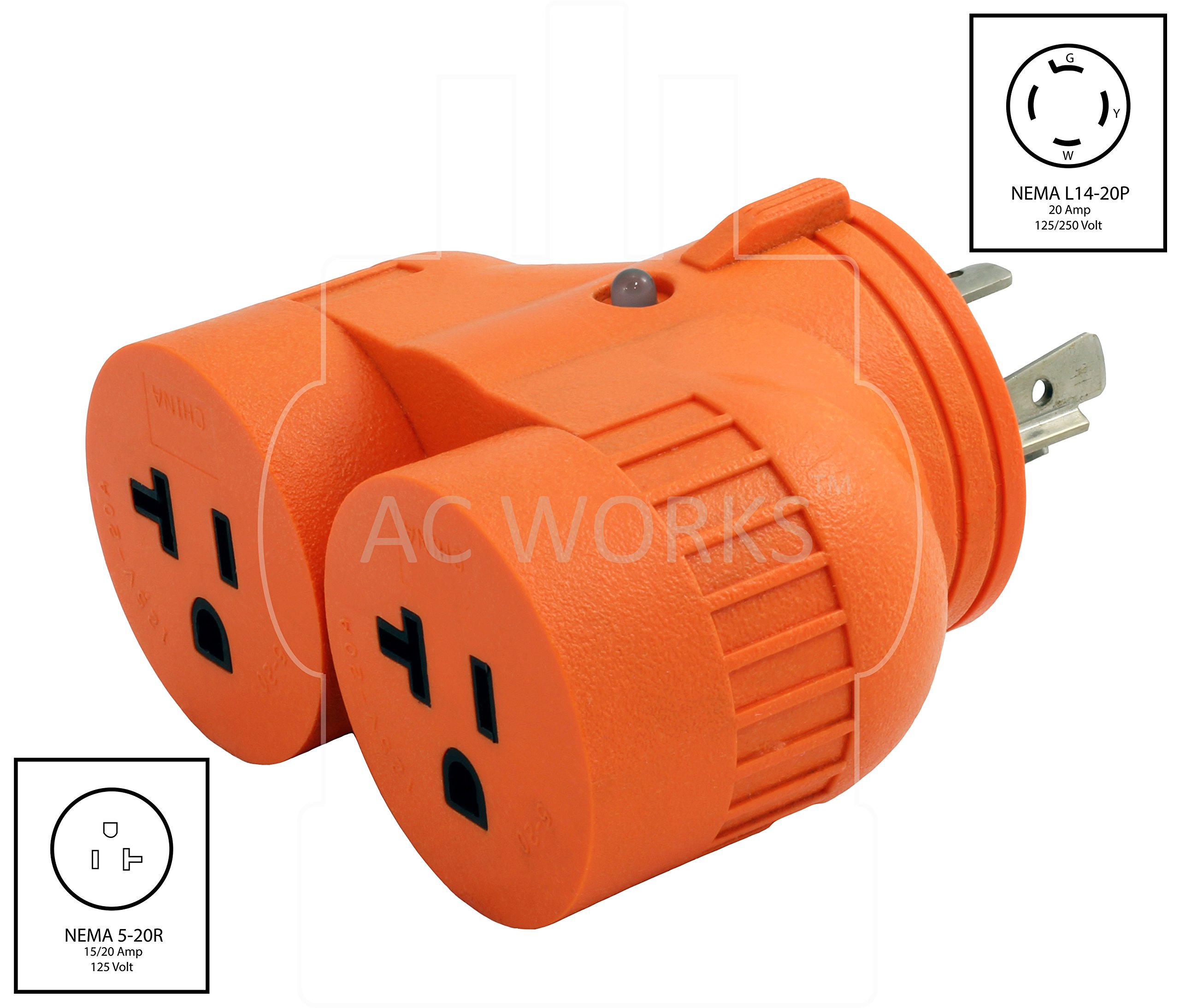 AC WORKS [ADVL1420520] Generator V-DUO Adapter NEMA L14-20P 20Amp