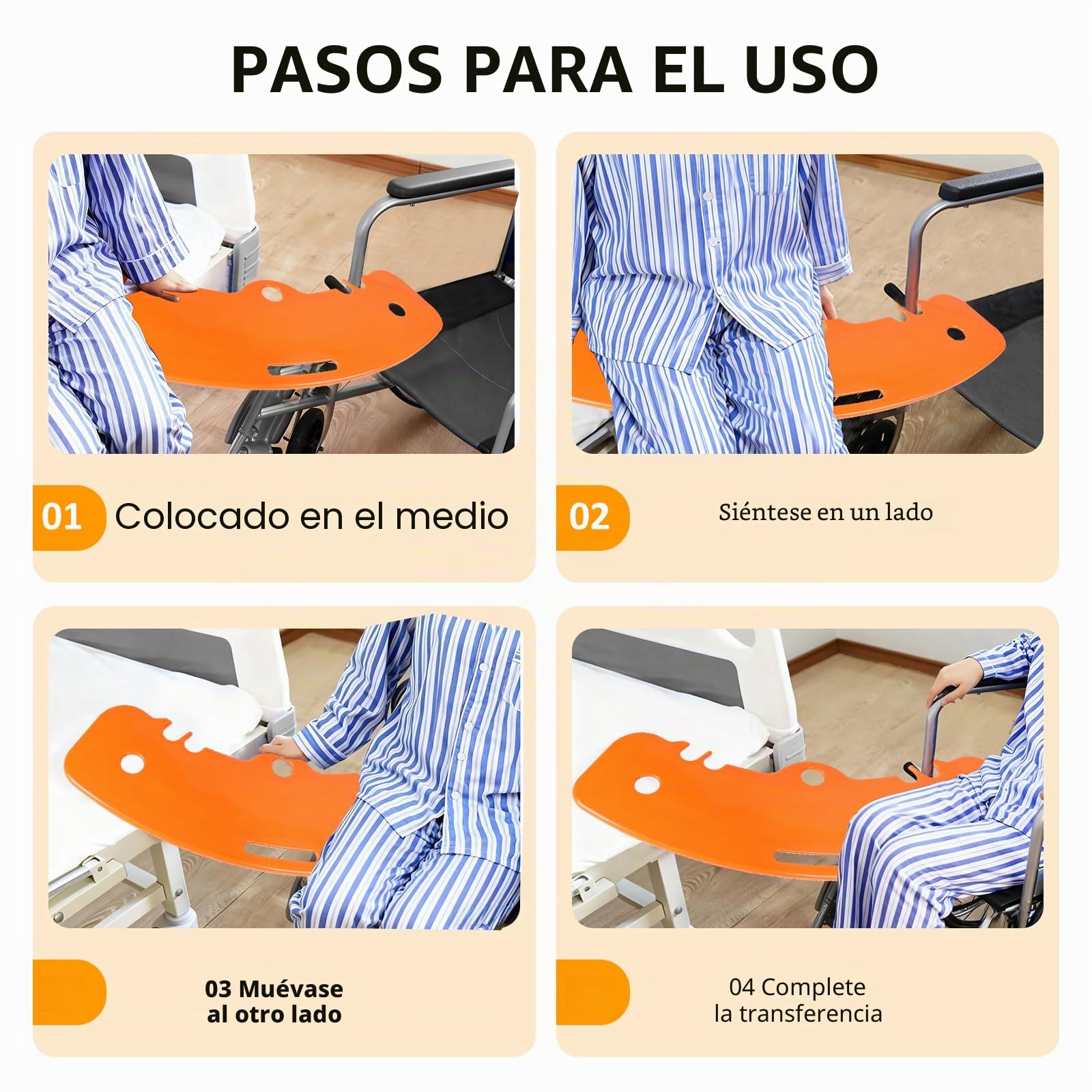 EXLECO Muescas de Tabla Transferencia 150kg, Deslizante Ayuda para Silla Ducha Personas Mayores, Transferencia Pacientes de Silla de Ruedas a la Cama, Coche, para Grua Enfermos y Baño de Asiento