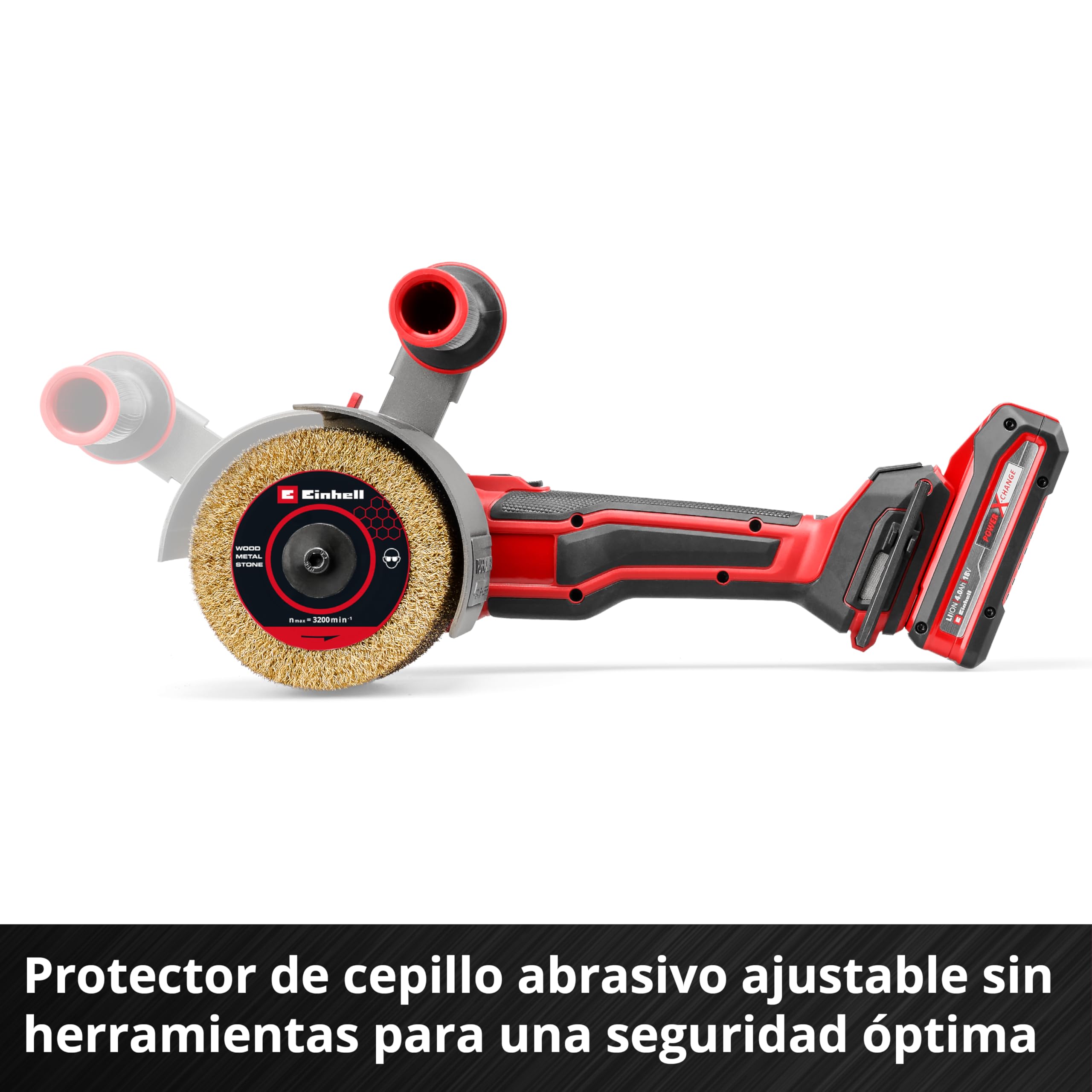 Einhell Professional Lijadora de cepillo con batería TP-BR 18/32 Li BL-Solo PXC (18 V, 1300 W, sin escobillas, máx. 3200 rpm, cepillos de Ø 120 mm, incl. cepillo de alambres de latón, sin batería)